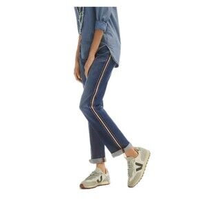 PILCRO ANTHROPOLOGIE Track Stripe Slim Boyfriend Jeans Women's Sz 29 Mid Rise